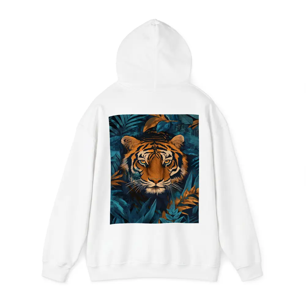 Tiger Face Deep Blue Jungle Foliage Art – Hoodies