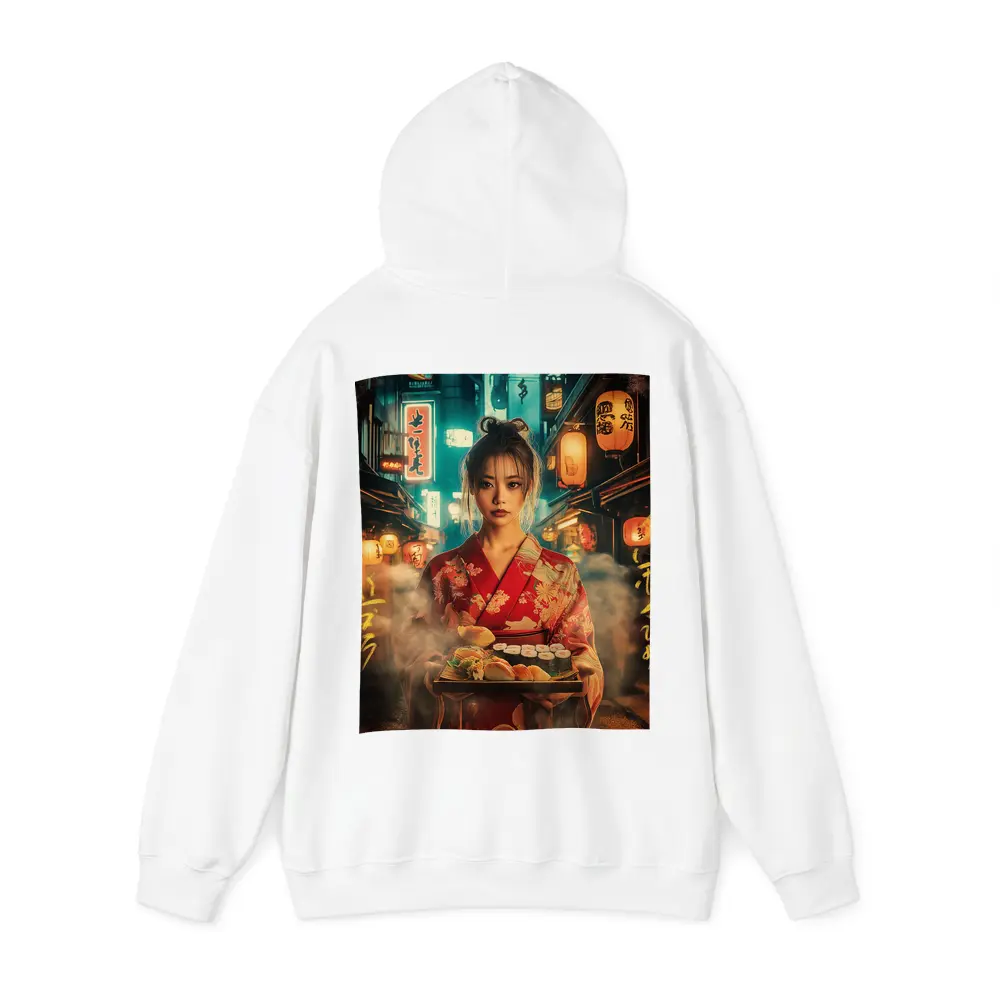Japanese Woman Kimono Sushi Night Street – Hoodies