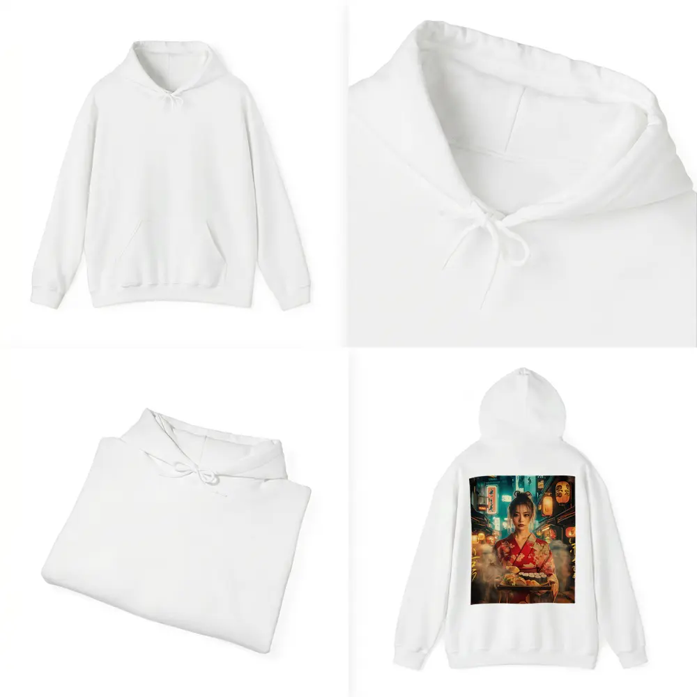 Japanese Woman Kimono Sushi Night Street – Hoodies