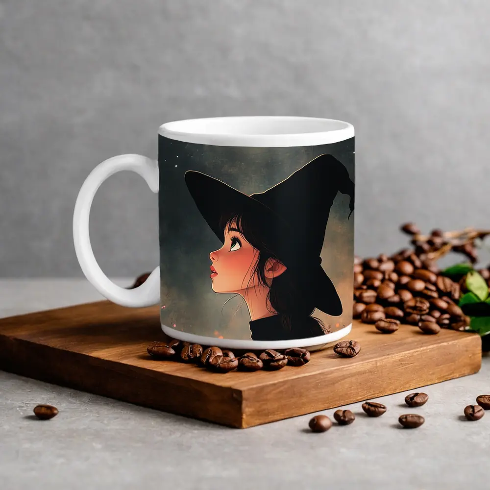 Anime Witch Girl Moonlit Night Sky – Mugs