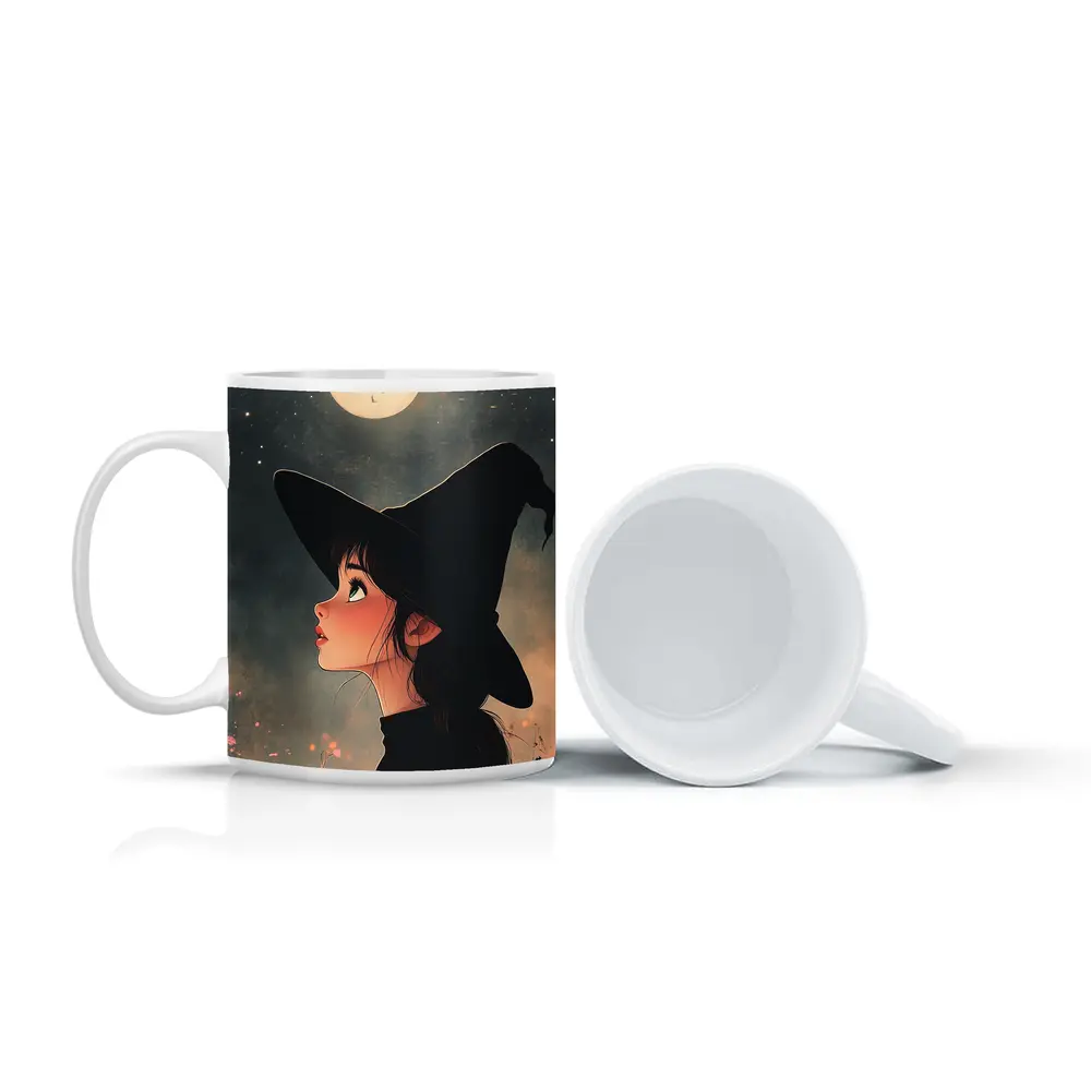 Anime Witch Girl Moonlit Night Sky – Mugs