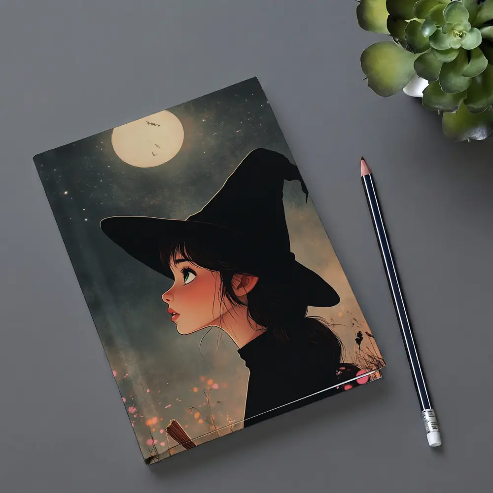 Anime Witch Girl Moonlit Night Sky – Notebooks