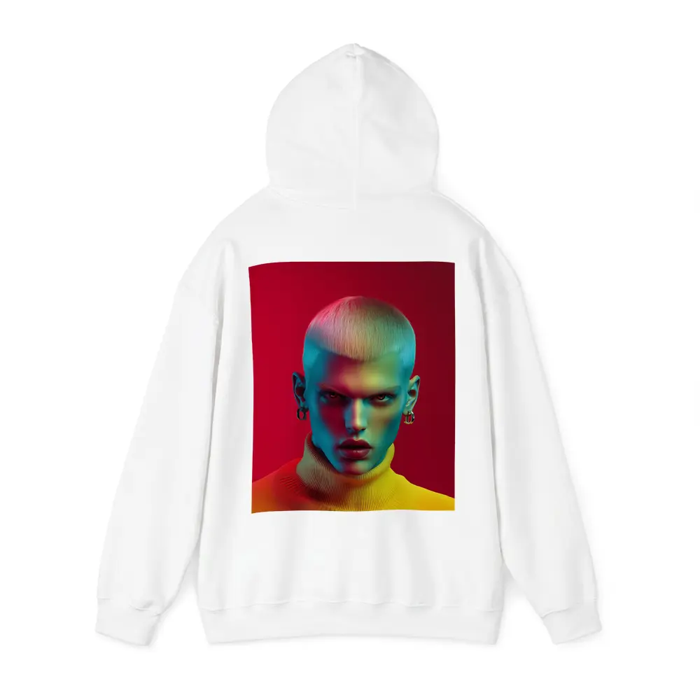 Neon Portrait Bold Fashion Red Background – Hoodies
