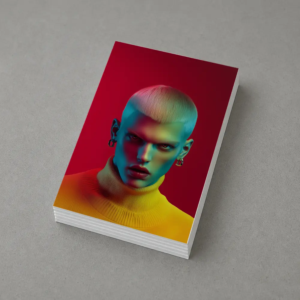Neon Portrait Bold Fashion Red Background – Postcards