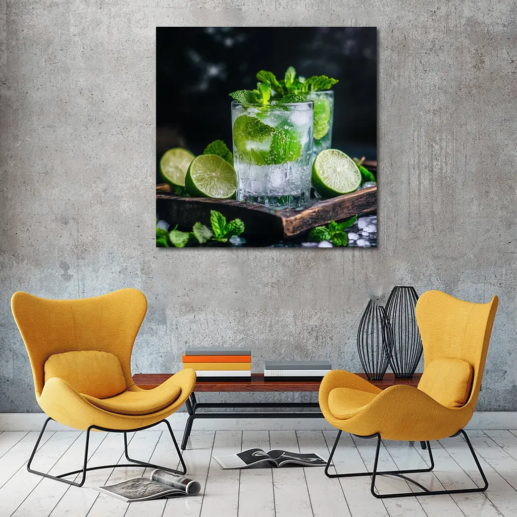 Mojito Cocktail With Lime And Mint – Wall Art