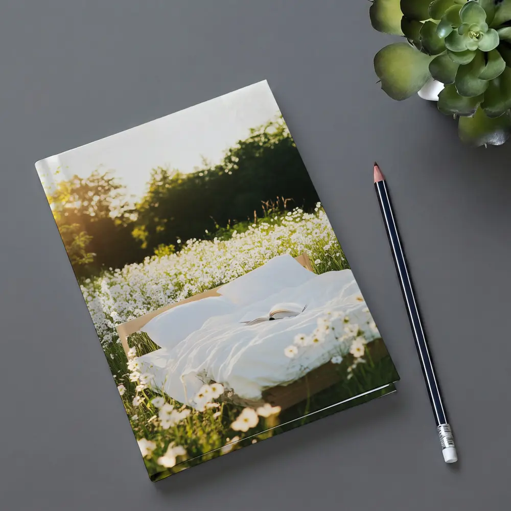 Cozy Bed In Sunny Daisy Field – Notebooks