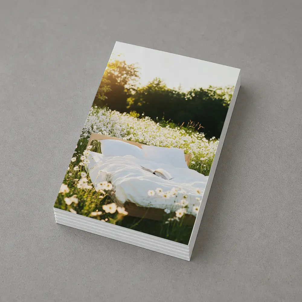 Cozy Bed In Sunny Daisy Field – Postcards