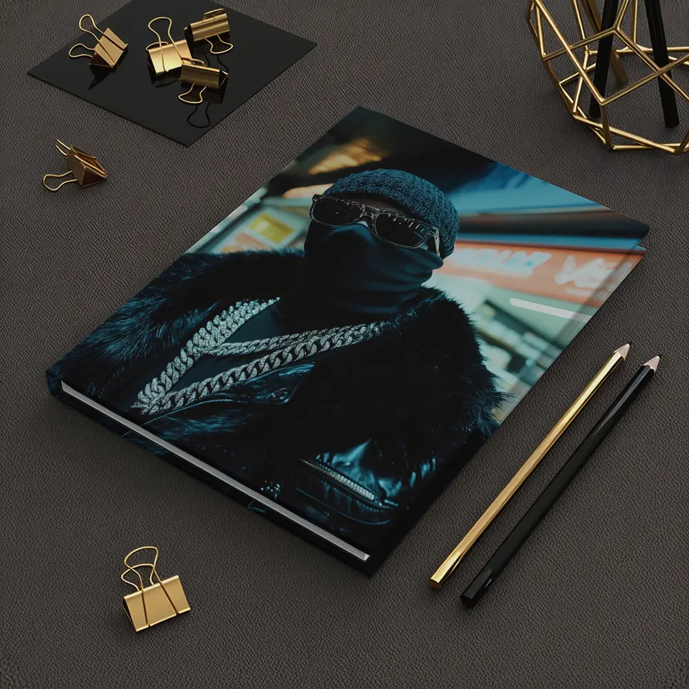 Masked Figure Night City Street Scene – Notebooks
