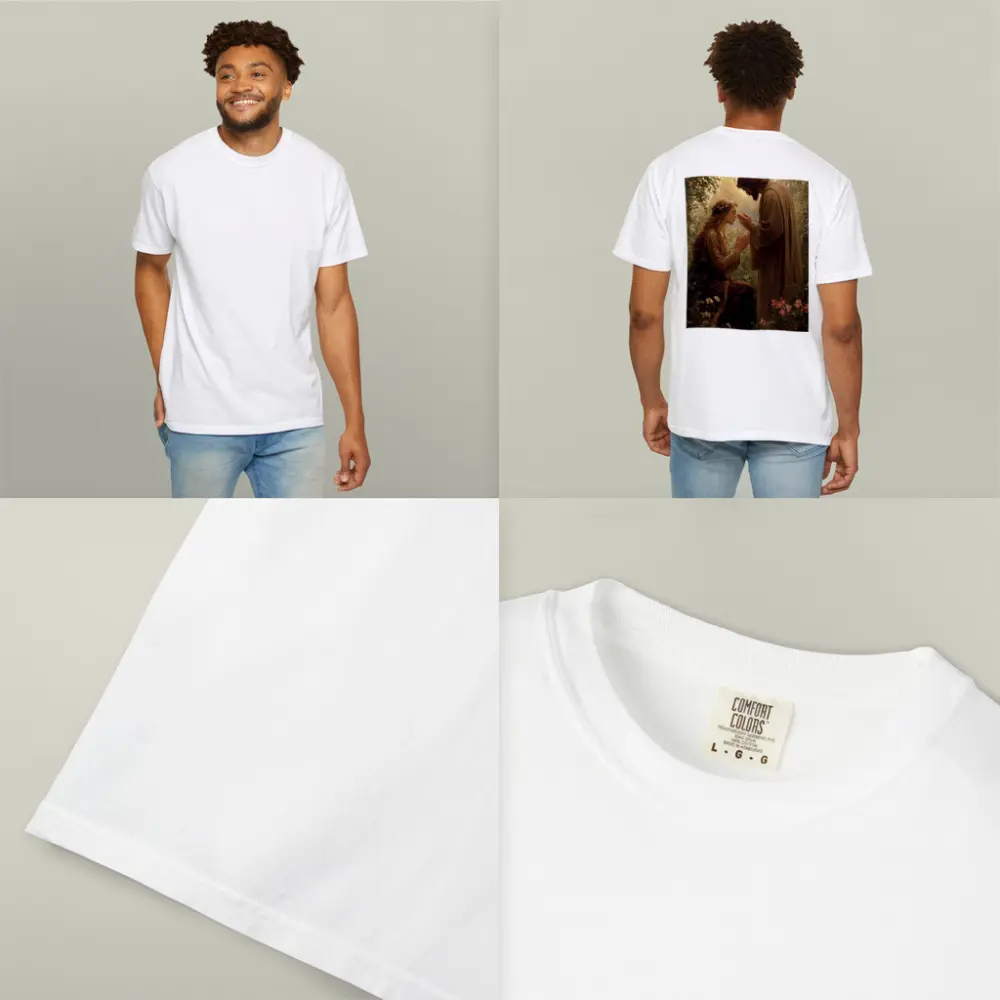 Jesus Blessing Woman in Garden Painting – T-Shirts