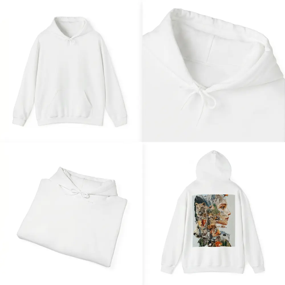 Woman Face Nature Wildlife Collage Art – Hoodies