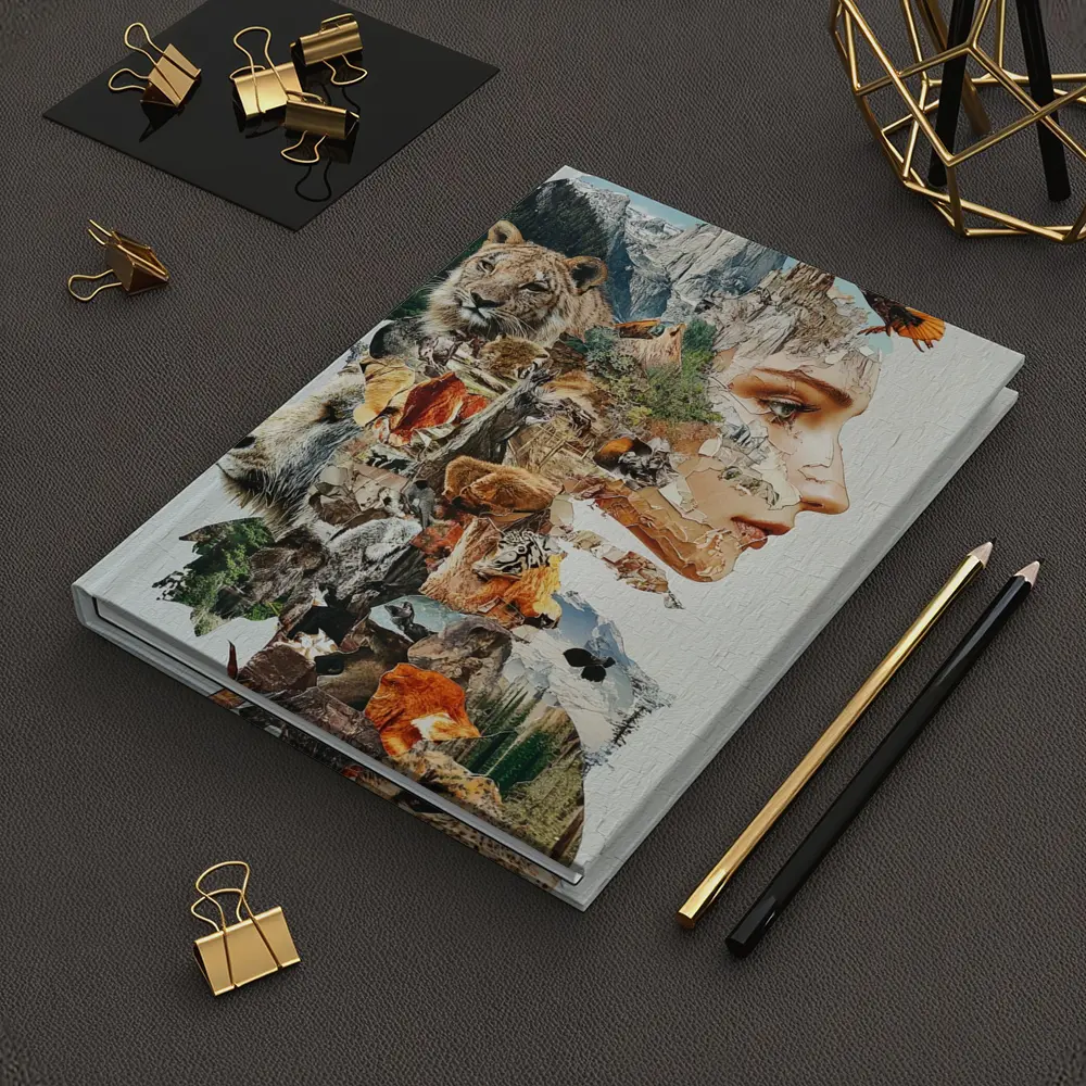 Woman Face Nature Wildlife Collage Art – Notebooks