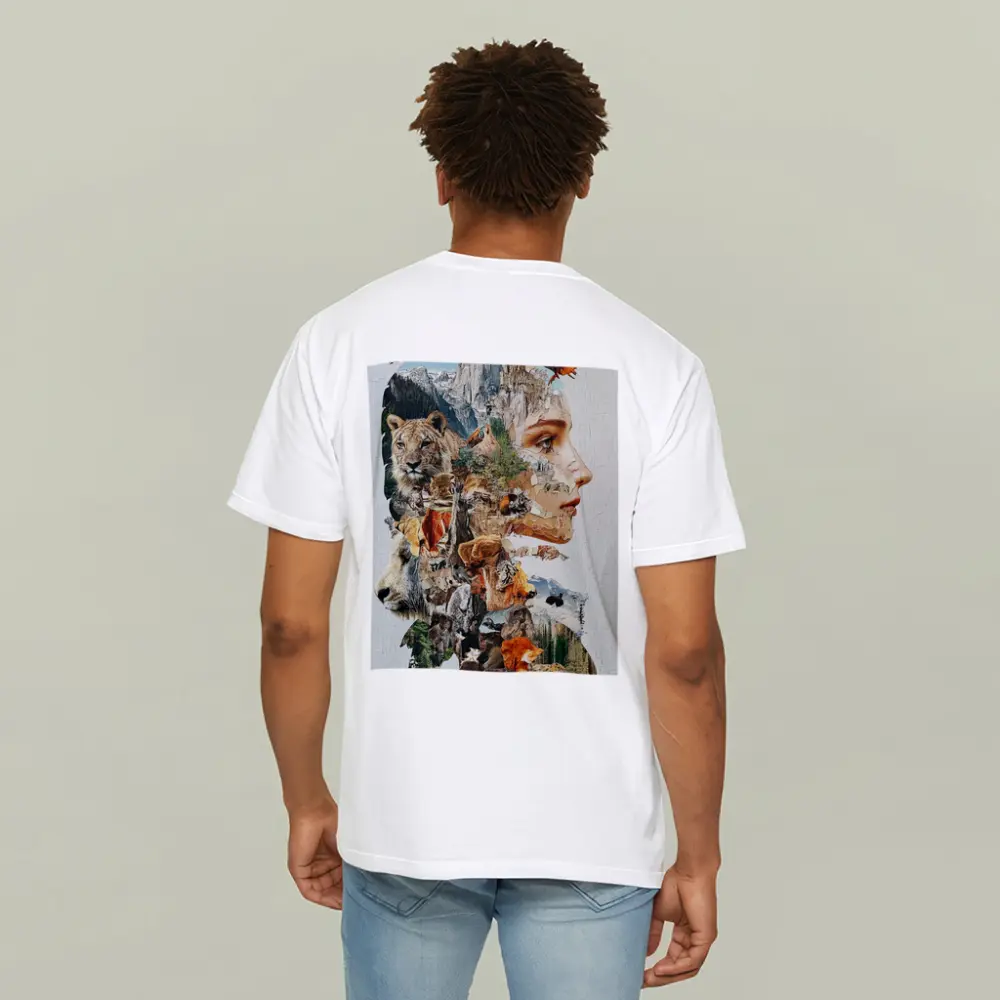 Woman Face Nature Wildlife Collage Art – T-Shirts