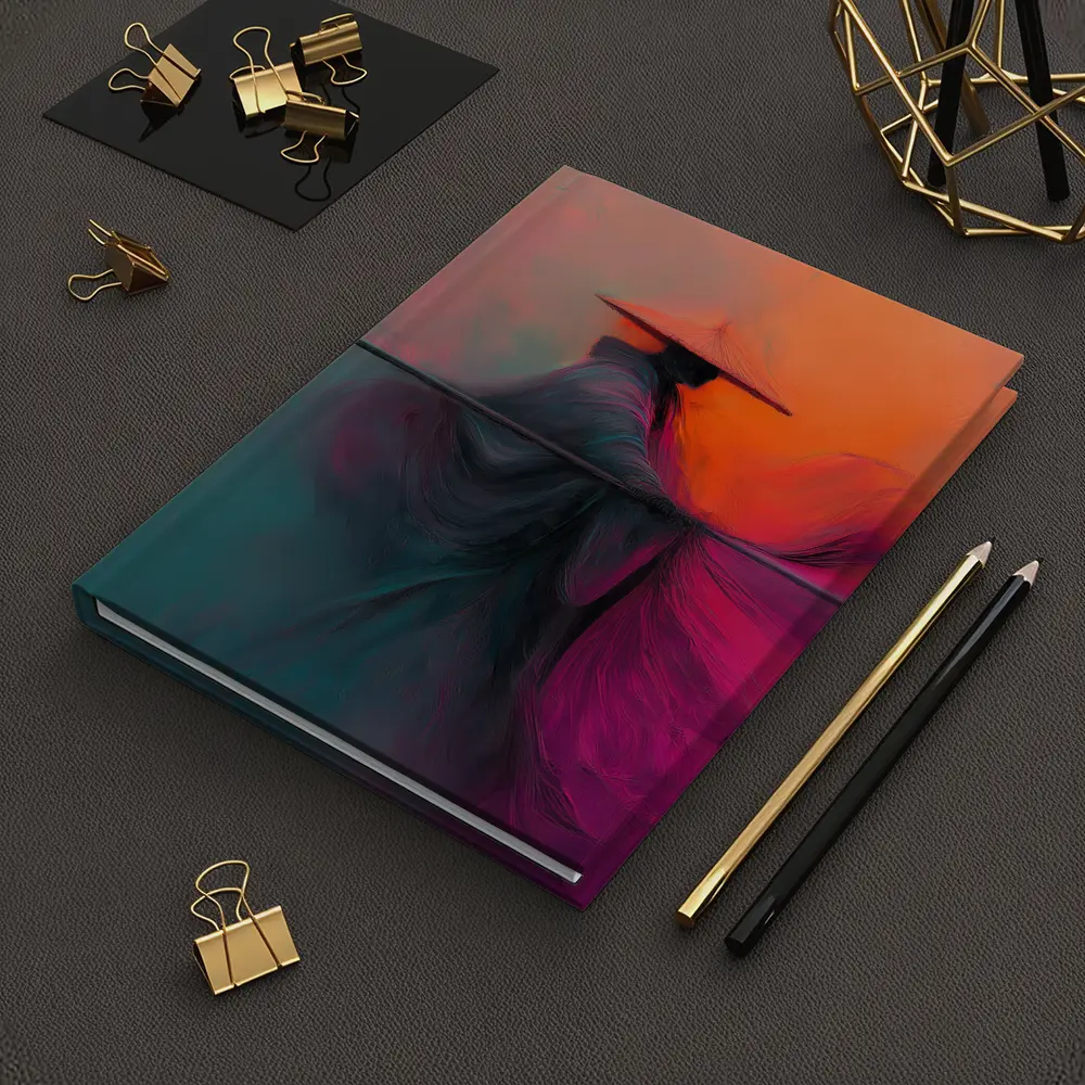 Samurai Warrior Abstract Painting Teal Orange – Notebooks