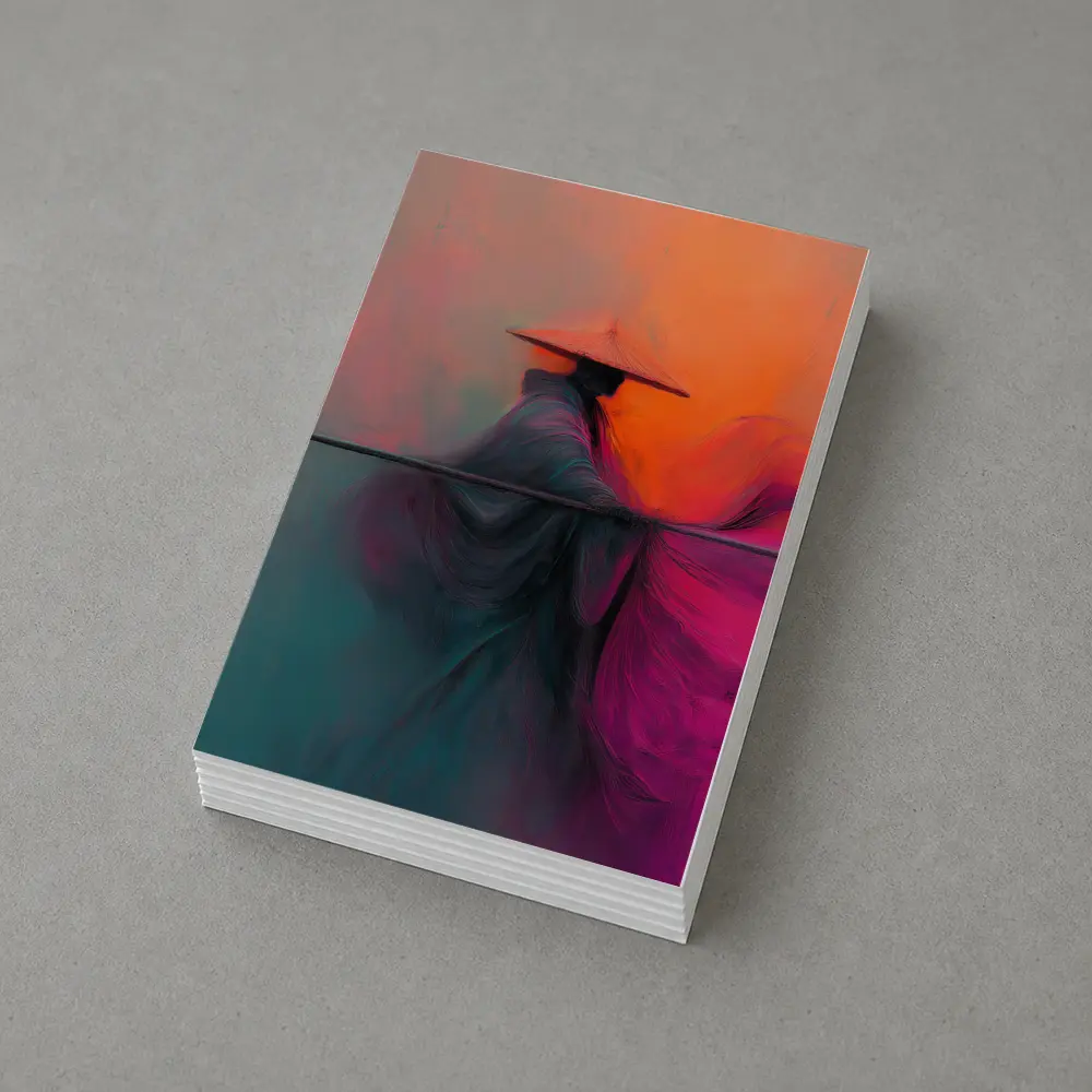 Samurai Warrior Abstract Painting Teal Orange – Postcards
