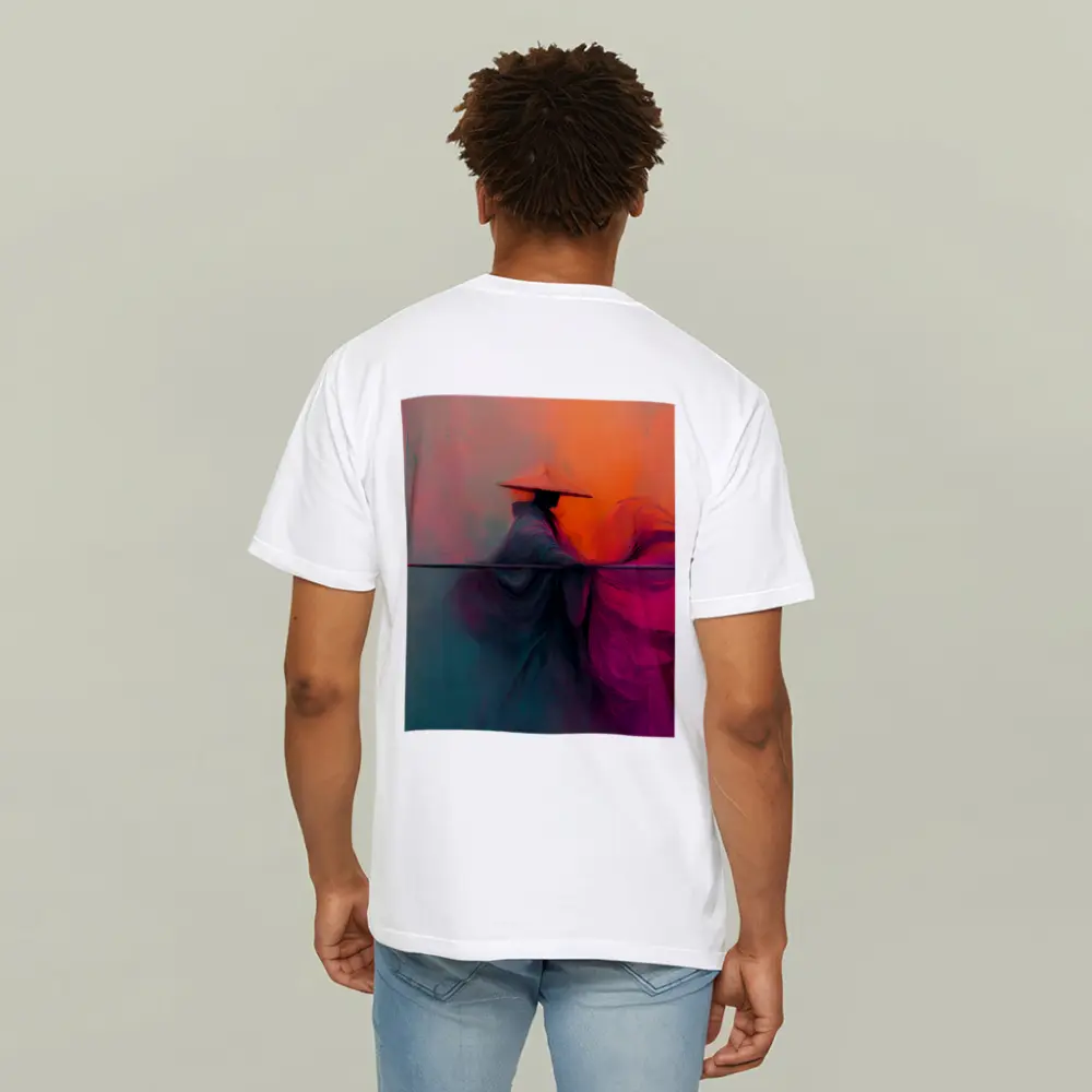 Samurai Warrior Abstract Painting Teal Orange – T-Shirts