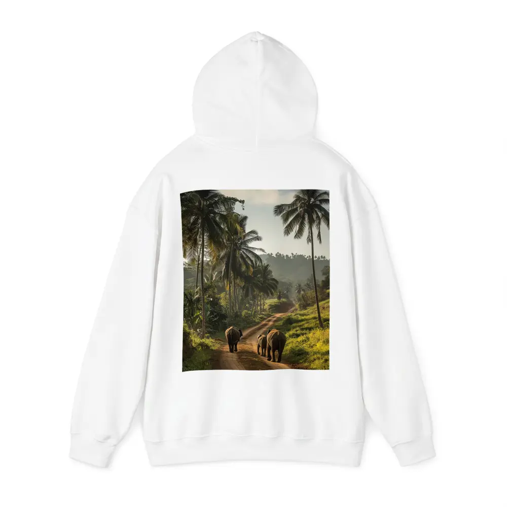 Two Elephants Walking Tropical Palm Road – Hoodies