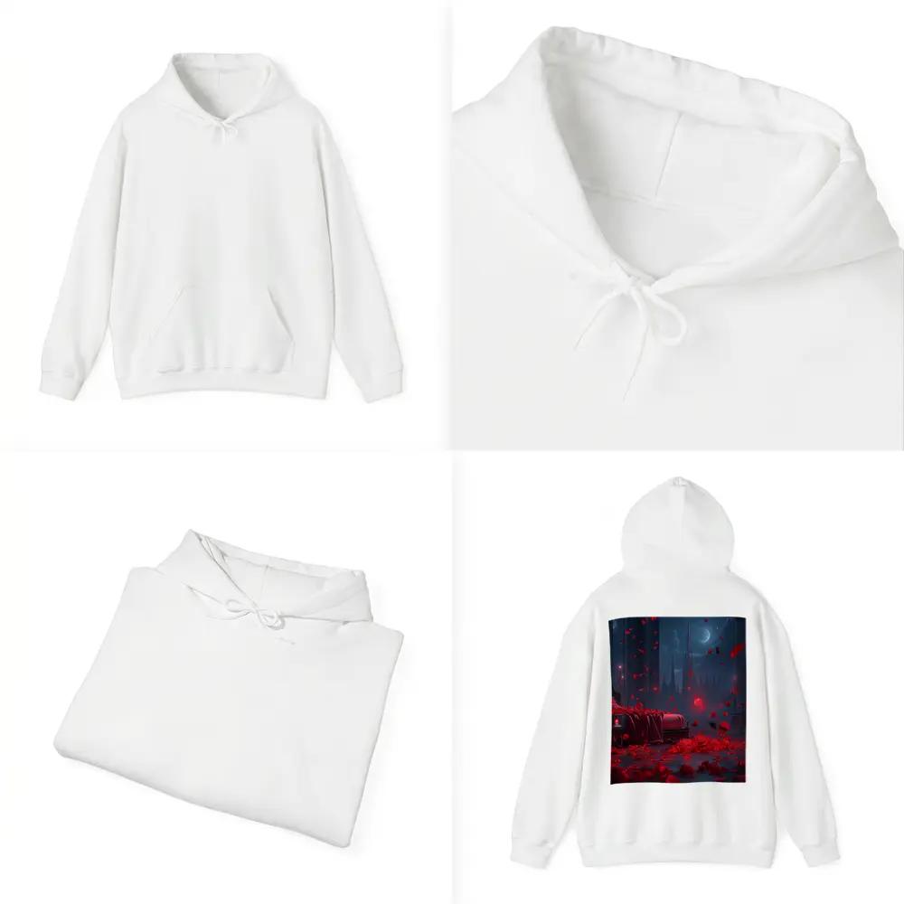 Red Rose Petals Falling Dark Gothic Night – Hoodies