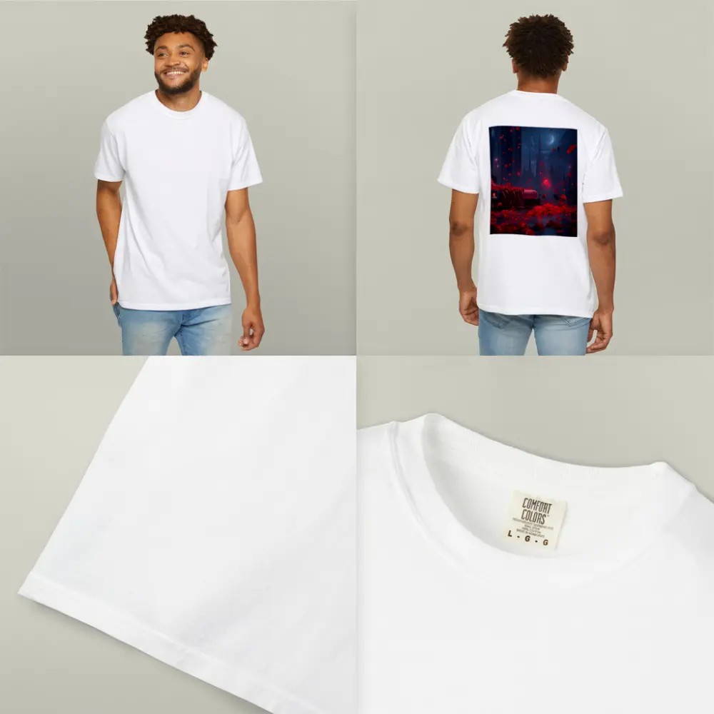 Red Rose Petals Falling Dark Gothic Night – T-Shirts