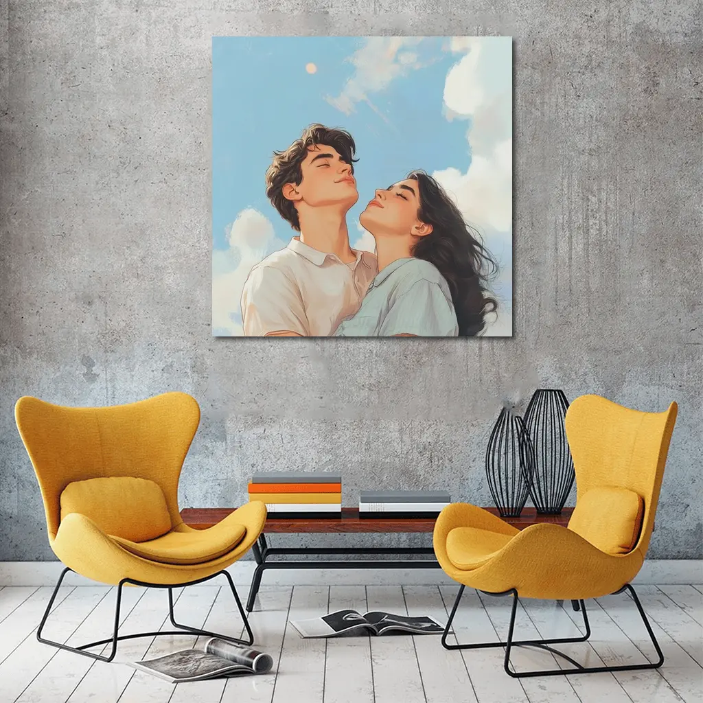 Couple Looking Up Blue Sky Art – Wall Art