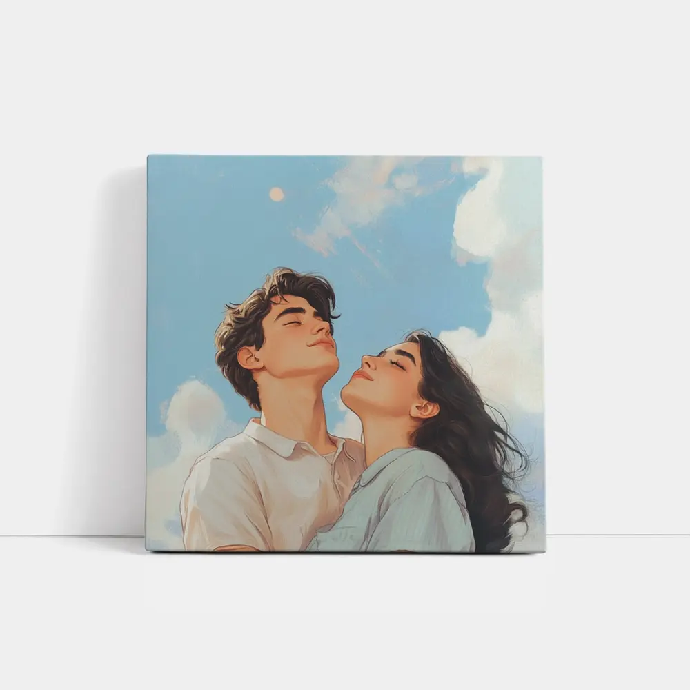 Couple Looking Up Blue Sky Art – Wall Art
