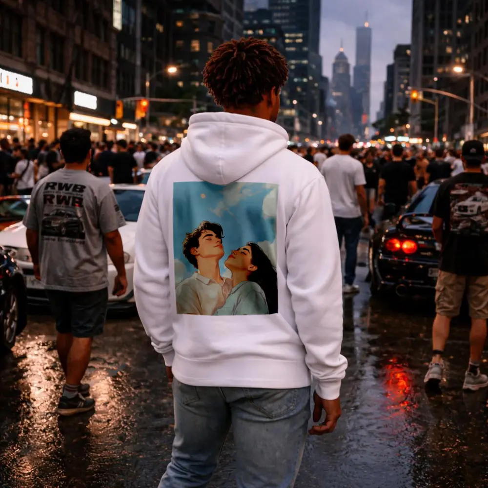 Couple Looking Up Blue Sky Art – Hoodies
