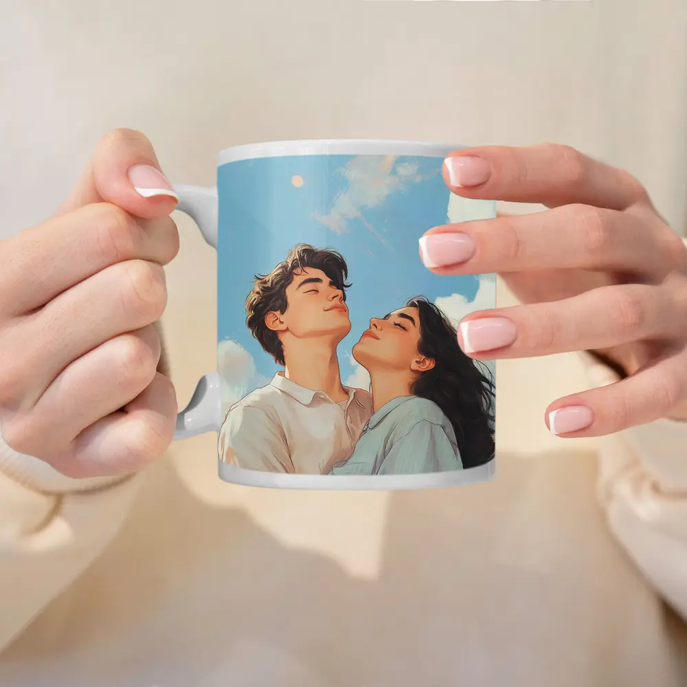 Couple Looking Up Blue Sky Art – Mugs