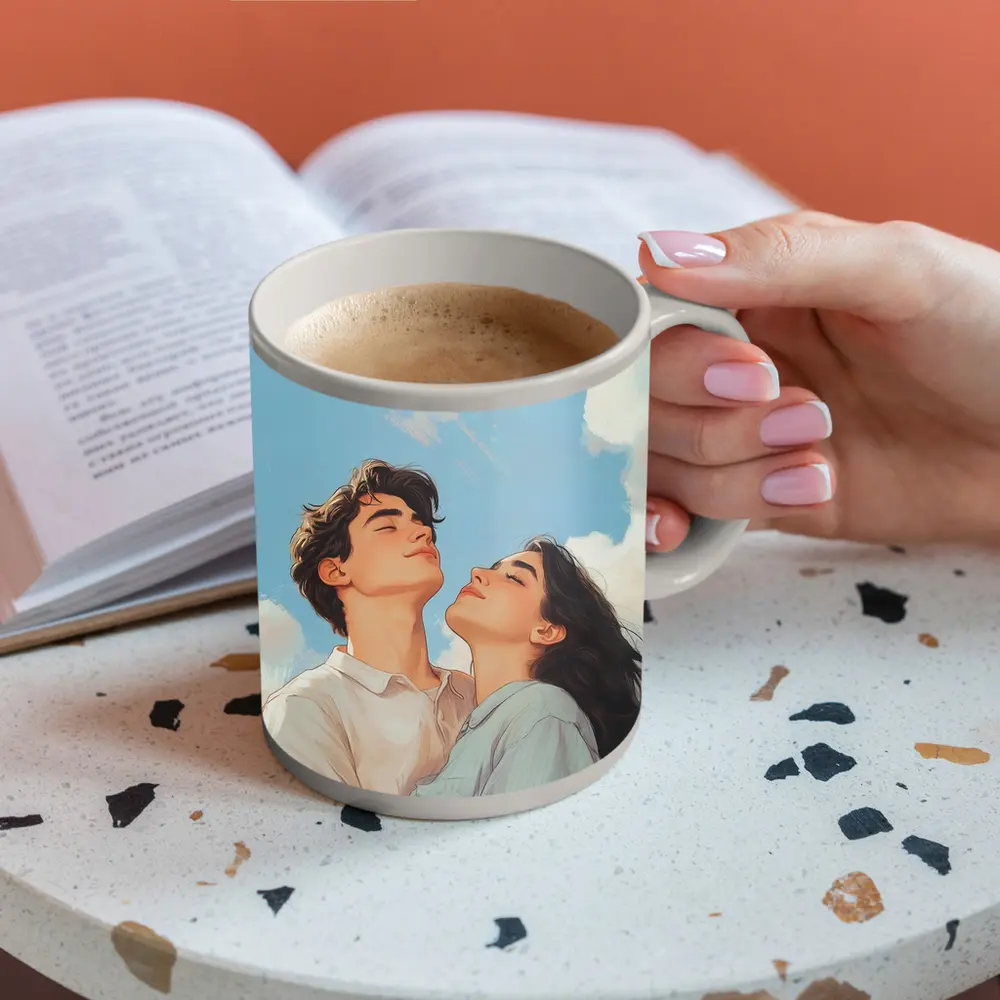 Couple Looking Up Blue Sky Art – Mugs