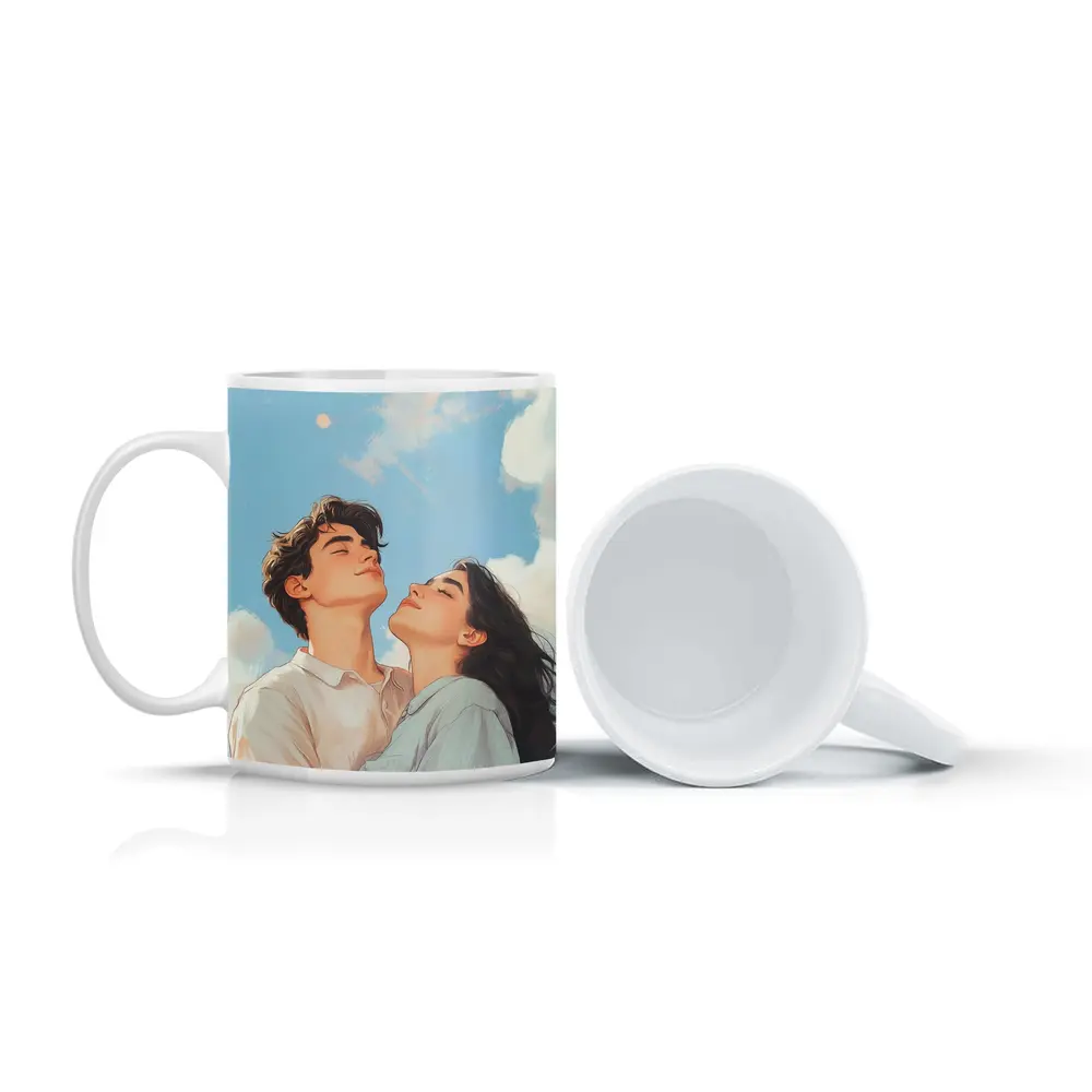 Couple Looking Up Blue Sky Art – Mugs