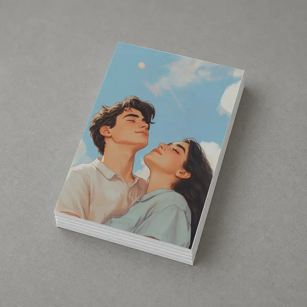 Couple Looking Up Blue Sky Art – Postcards