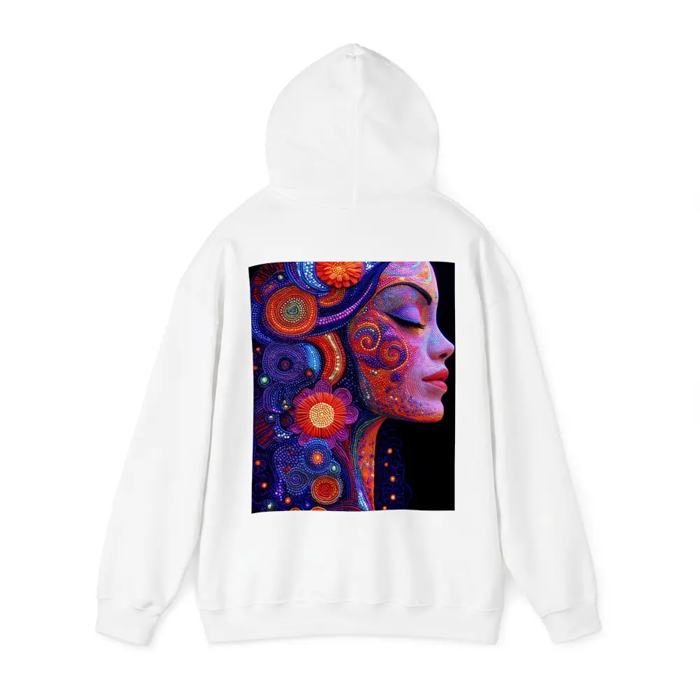 Colorful Dotwork Woman Profile Floral Art – Hoodies