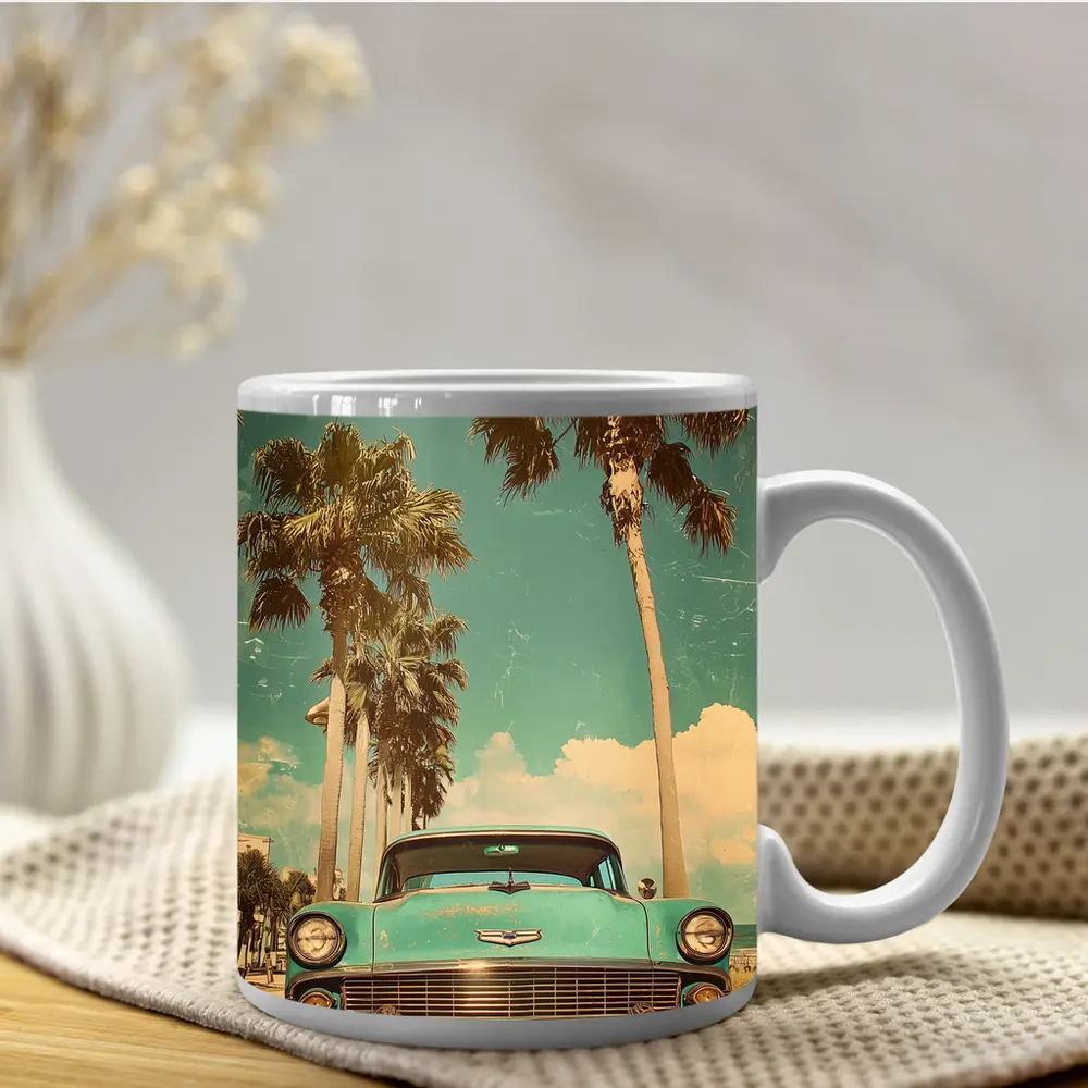 Retro Chevrolet Classic Car Palm Trees – Mugs