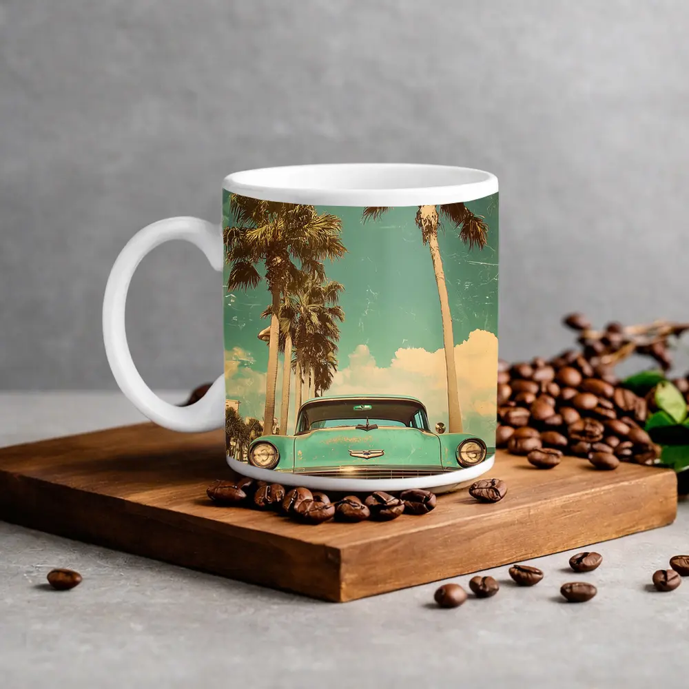 Retro Chevrolet Classic Car Palm Trees – Mugs