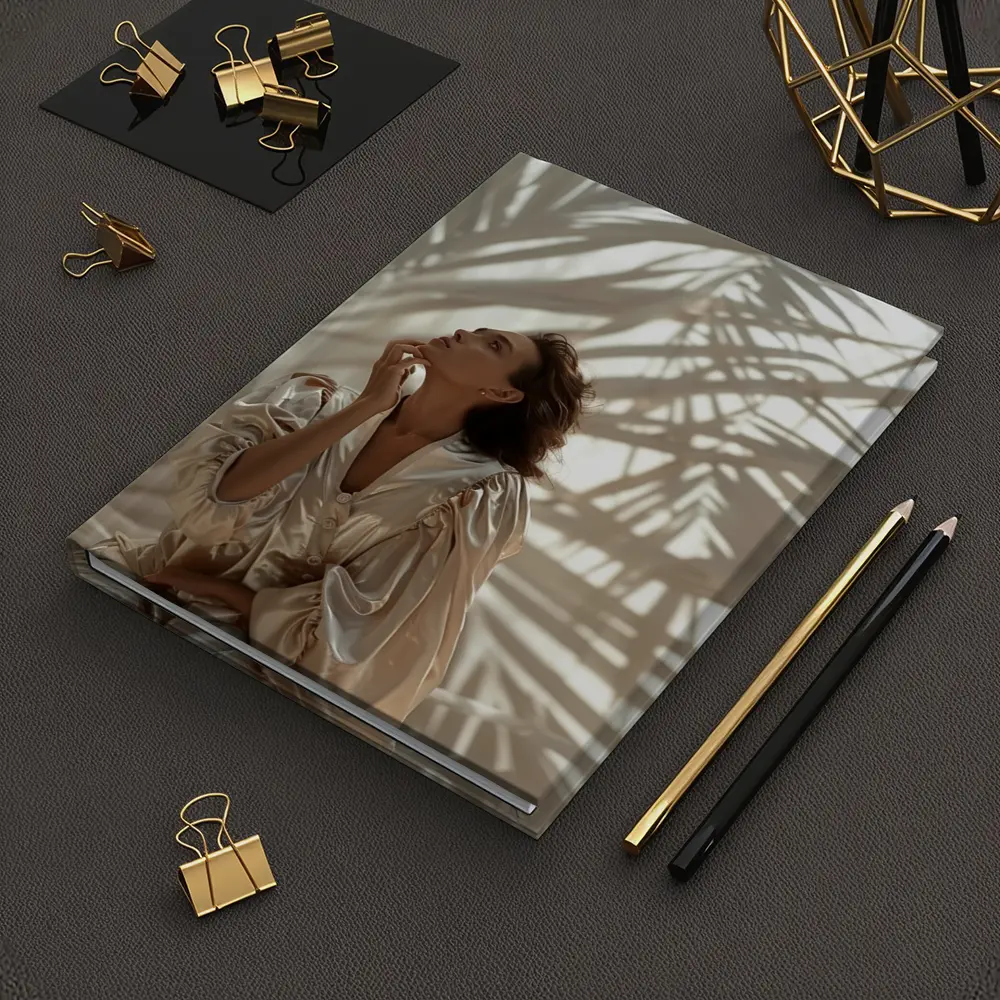 Woman in Silk Robe Palm Shadow Light – Notebooks