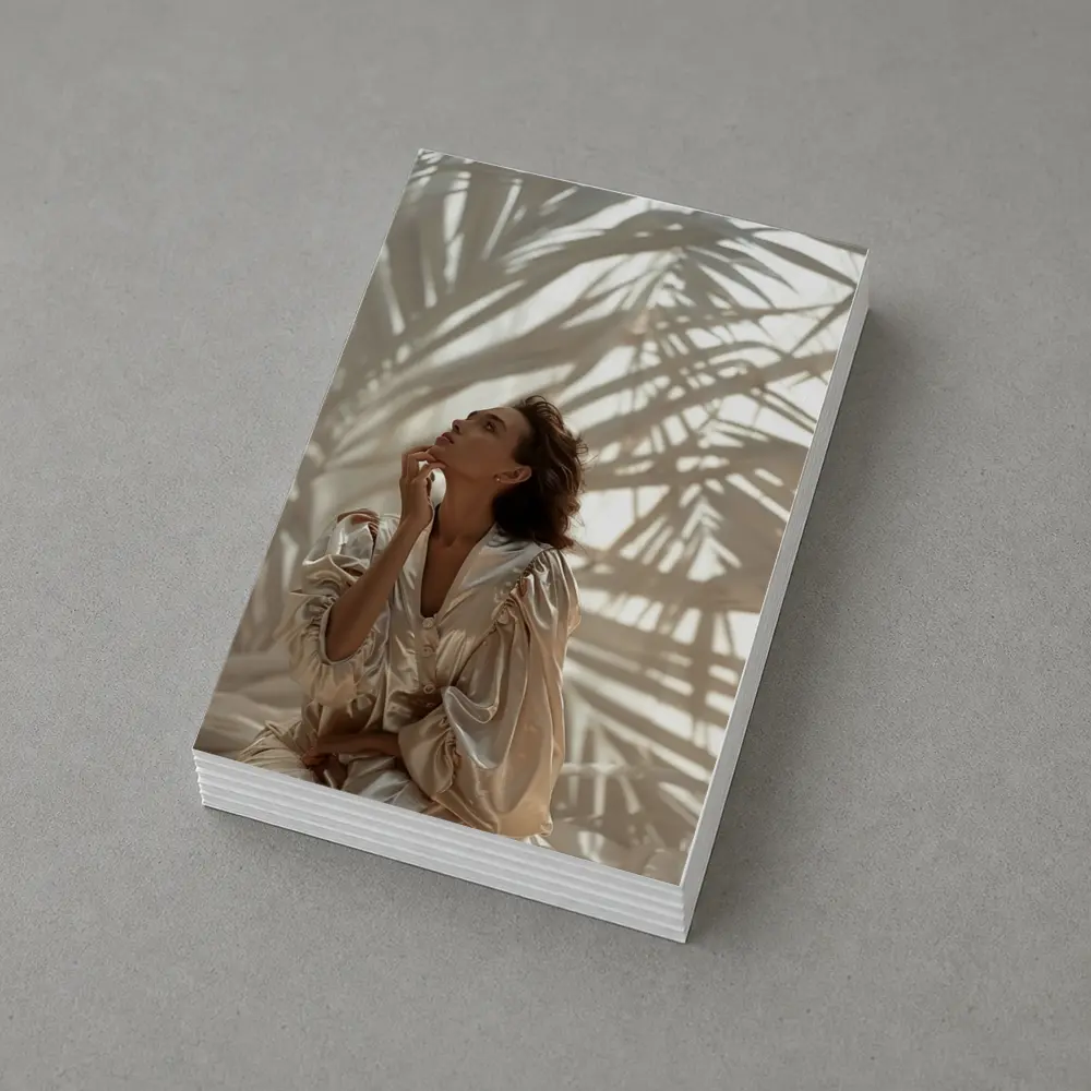 Woman in Silk Robe Palm Shadow Light – Postcards