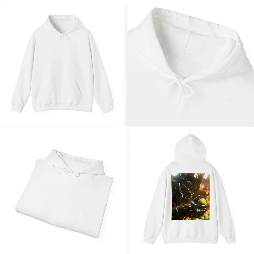 Dark Armored Figure Picking Green Fruits – Hoodies