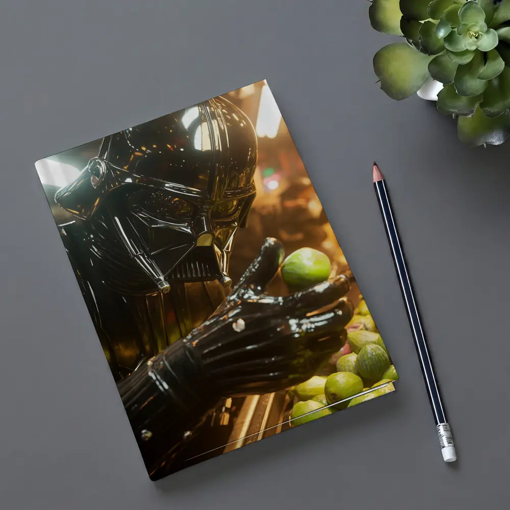 Dark Armored Figure Picking Green Fruits – Notebooks