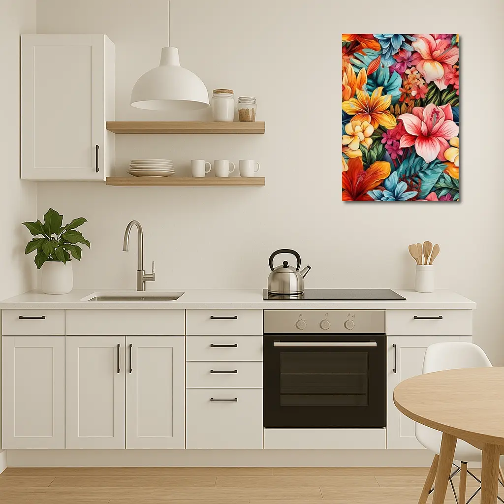 Tropical Hibiscus Floral Pattern Colorful Art – Wall Art