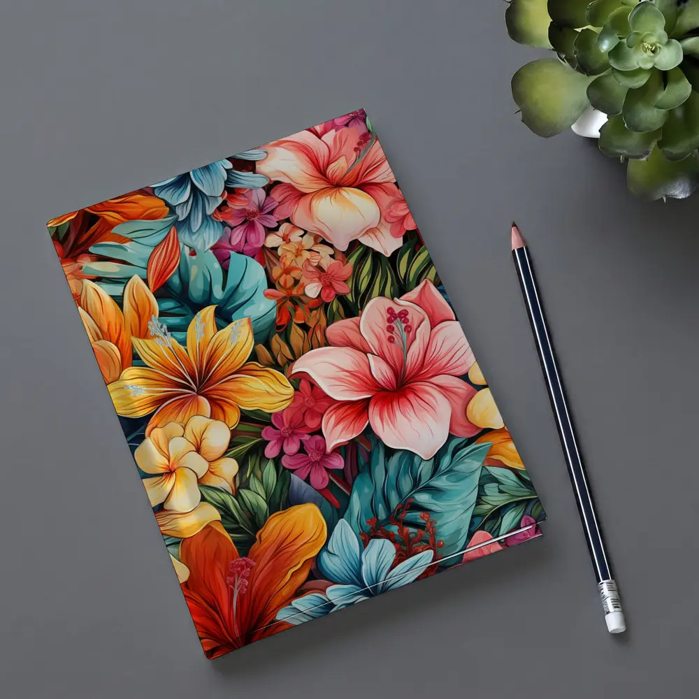 Tropical Hibiscus Floral Pattern Colorful Art – Notebooks