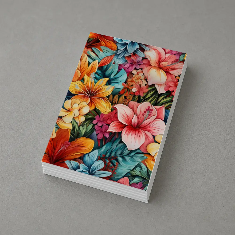Tropical Hibiscus Floral Pattern Colorful Art – Postcards