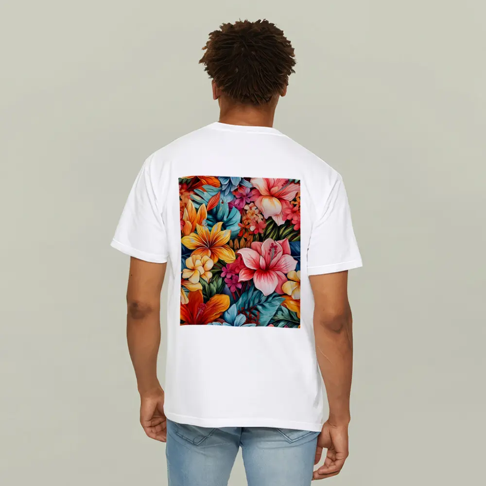 Tropical Hibiscus Floral Pattern Colorful Art – T-Shirts