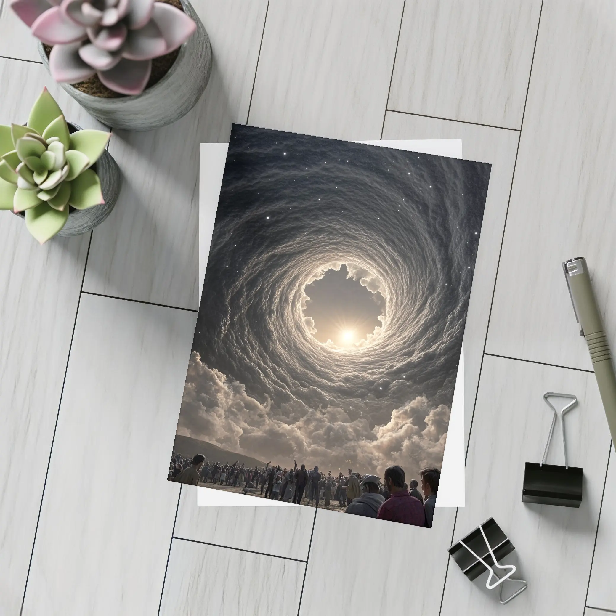 Cosmic Spiral Cloud Portal Crowd Sky – Postcards