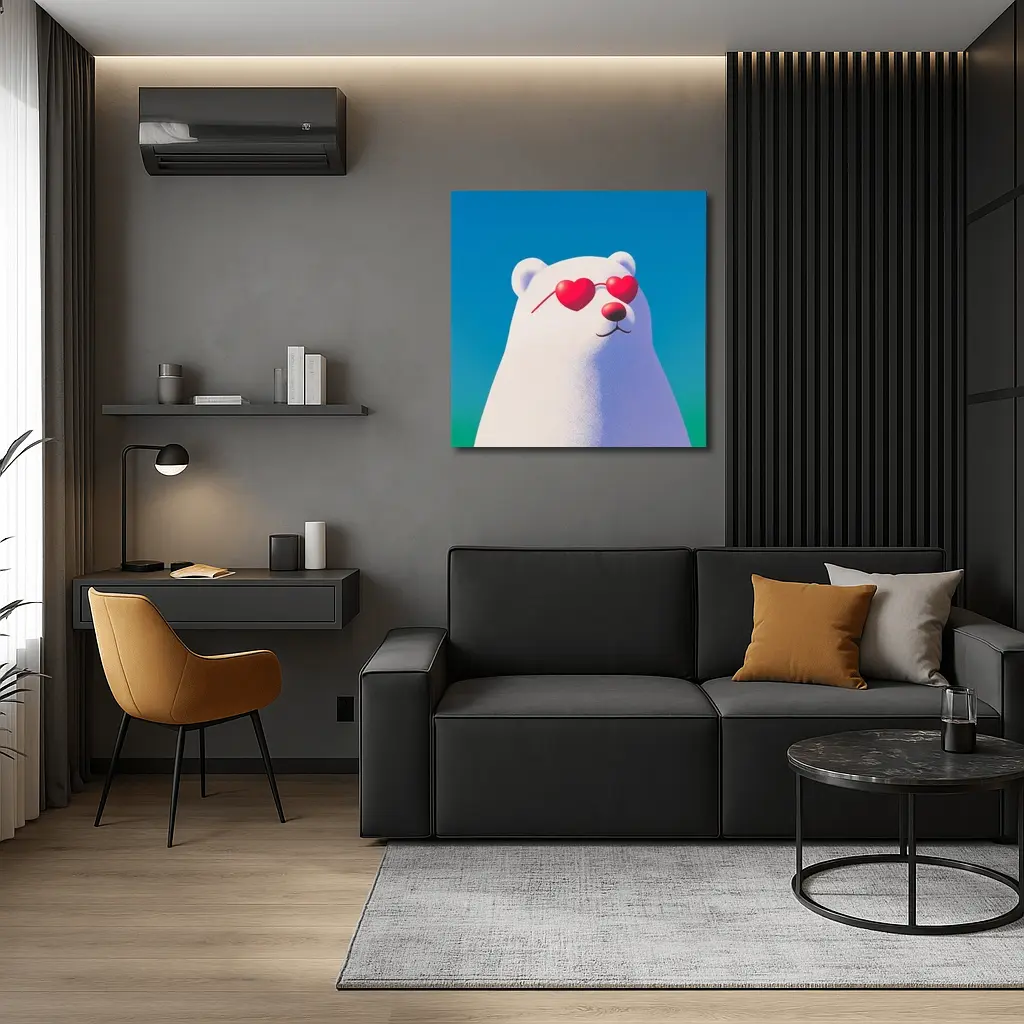 Polar Bear Heart Sunglasses Blue Sky – Wall Art
