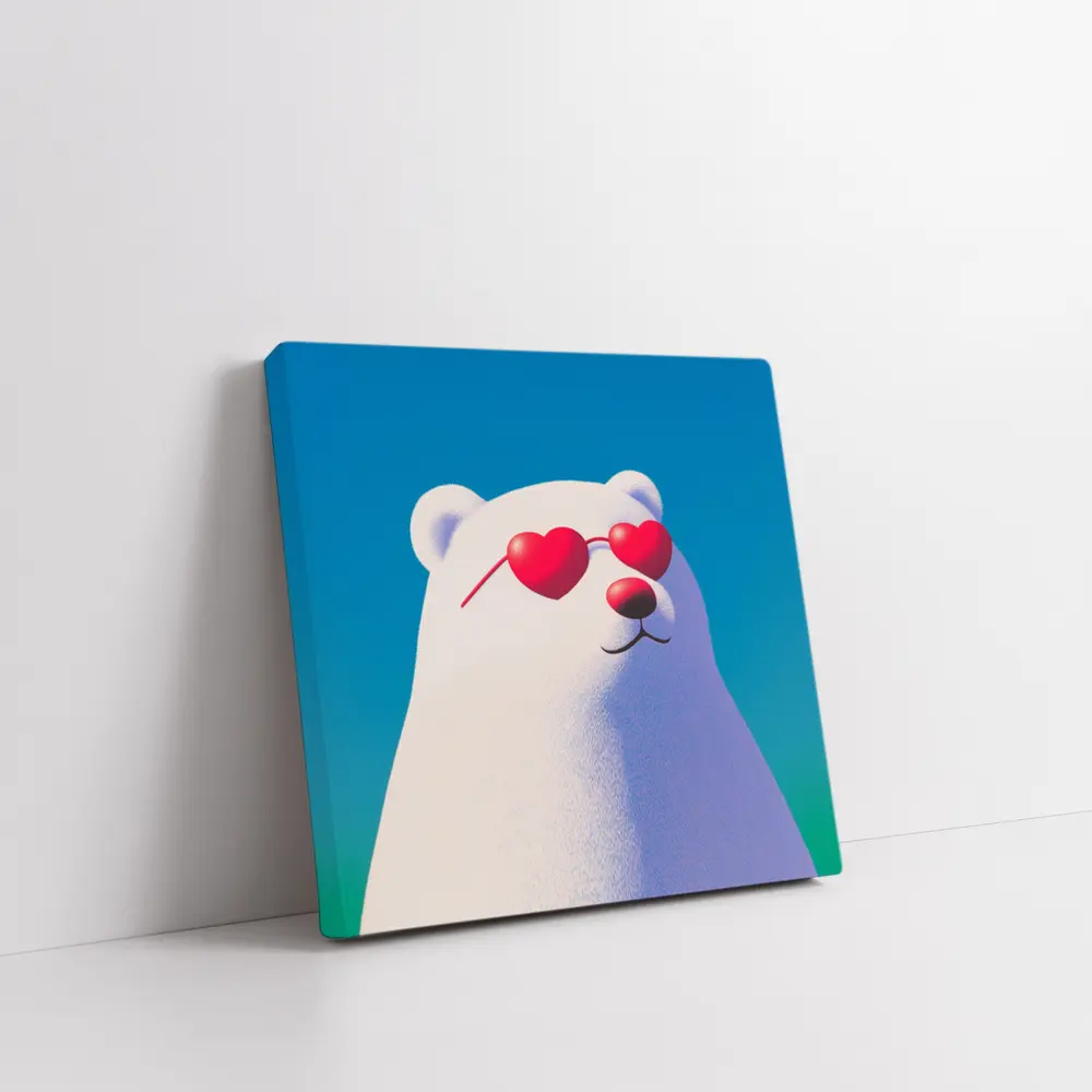 Polar Bear Heart Sunglasses Blue Sky – Wall Art