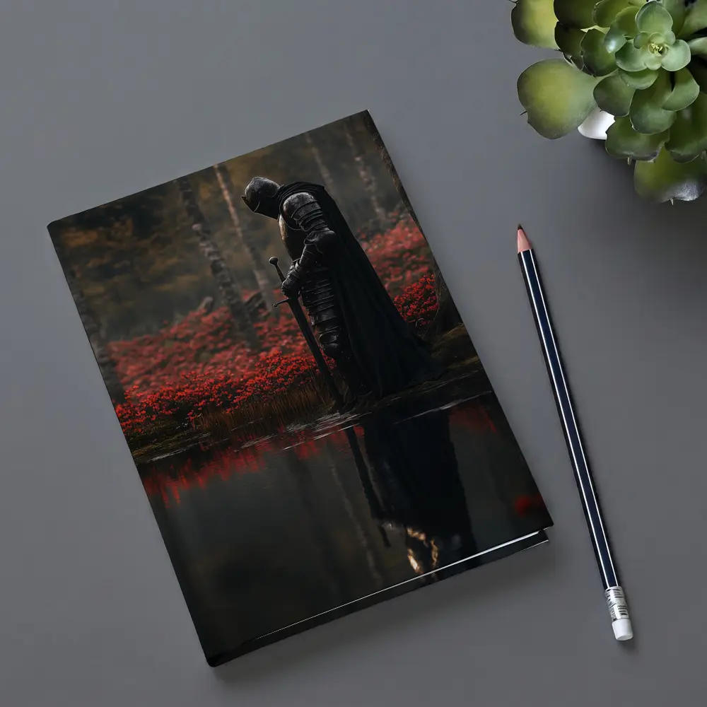 Dark Knight Reflecting By Red Forest – Notebooks