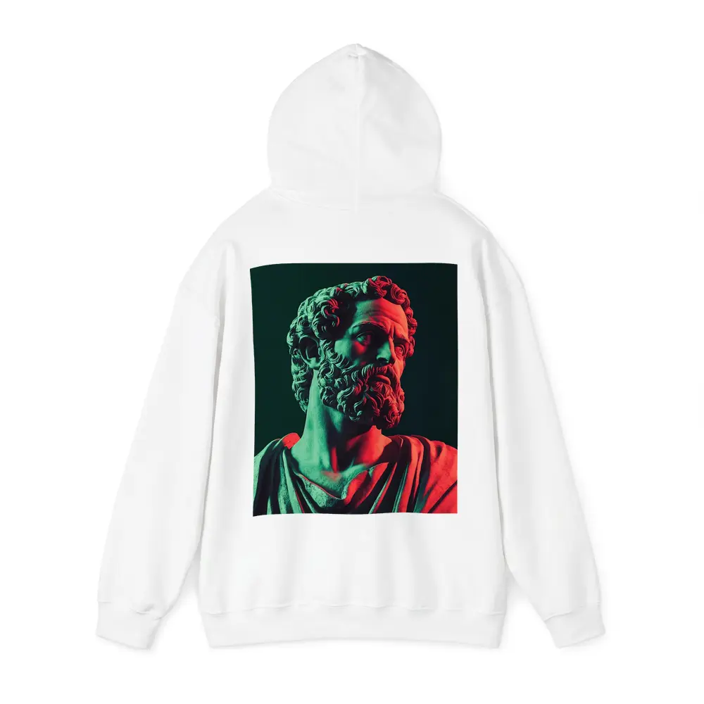Greek Stoic Statue Neon Red Green Light – Hoodies