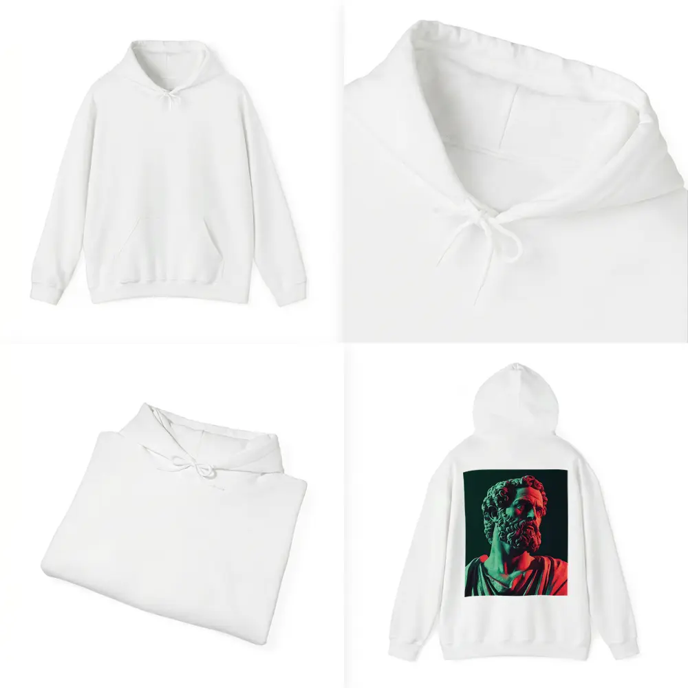 Greek Stoic Statue Neon Red Green Light – Hoodies