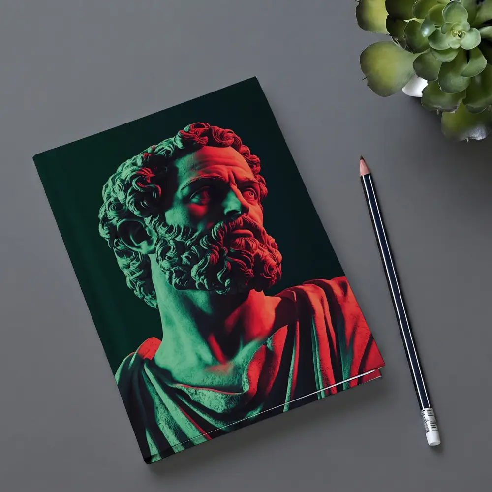 Greek Stoic Statue Neon Red Green Light – Notebooks