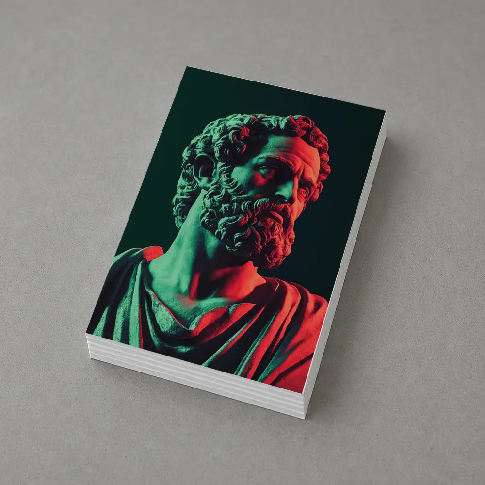 Greek Stoic Statue Neon Red Green Light – Postcards