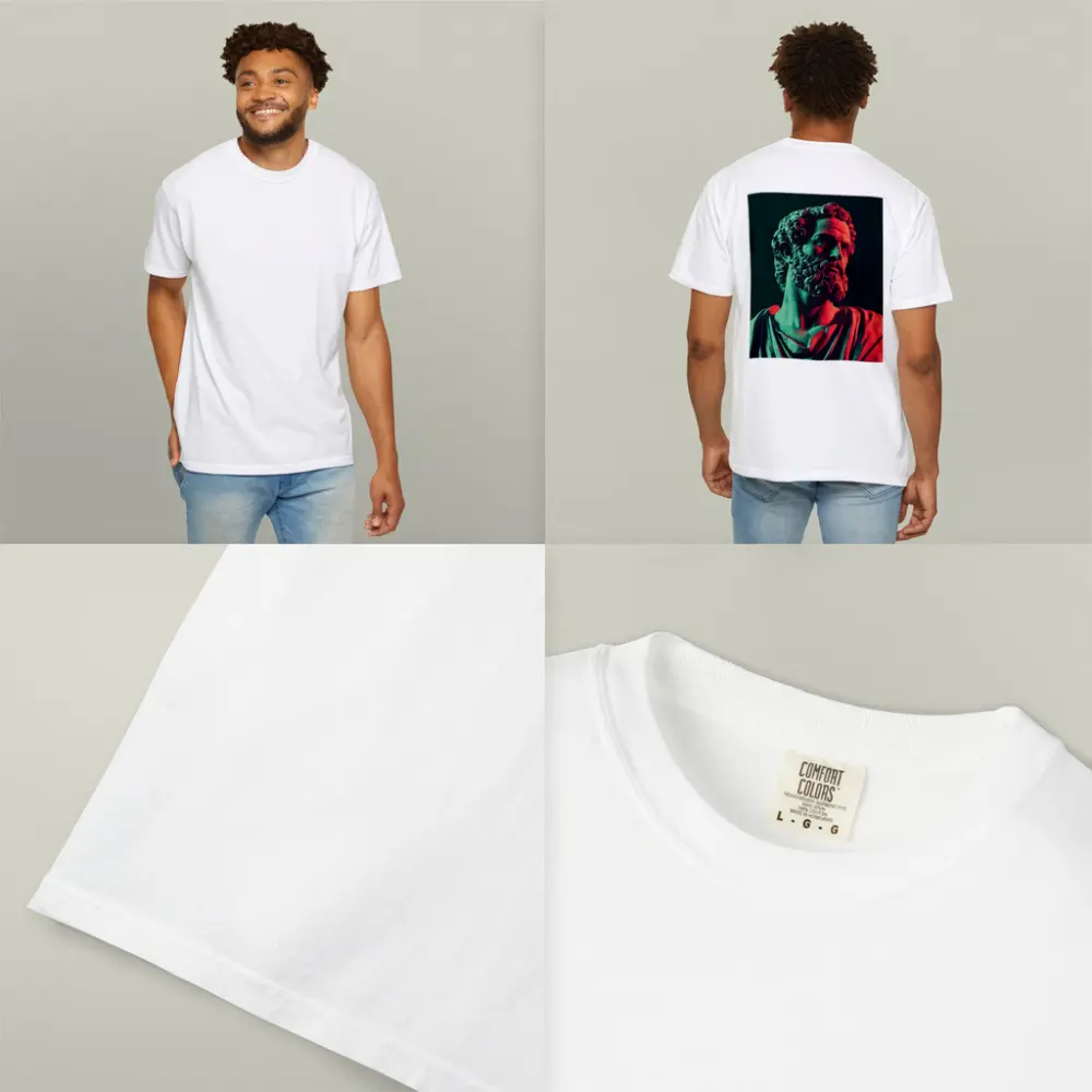Greek Stoic Statue Neon Red Green Light – T-Shirts
