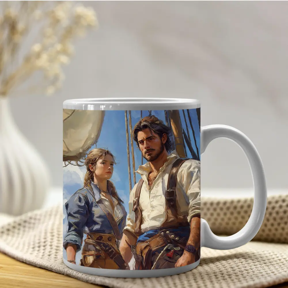 Pirates On Ship Oil Painting Art – Mugs